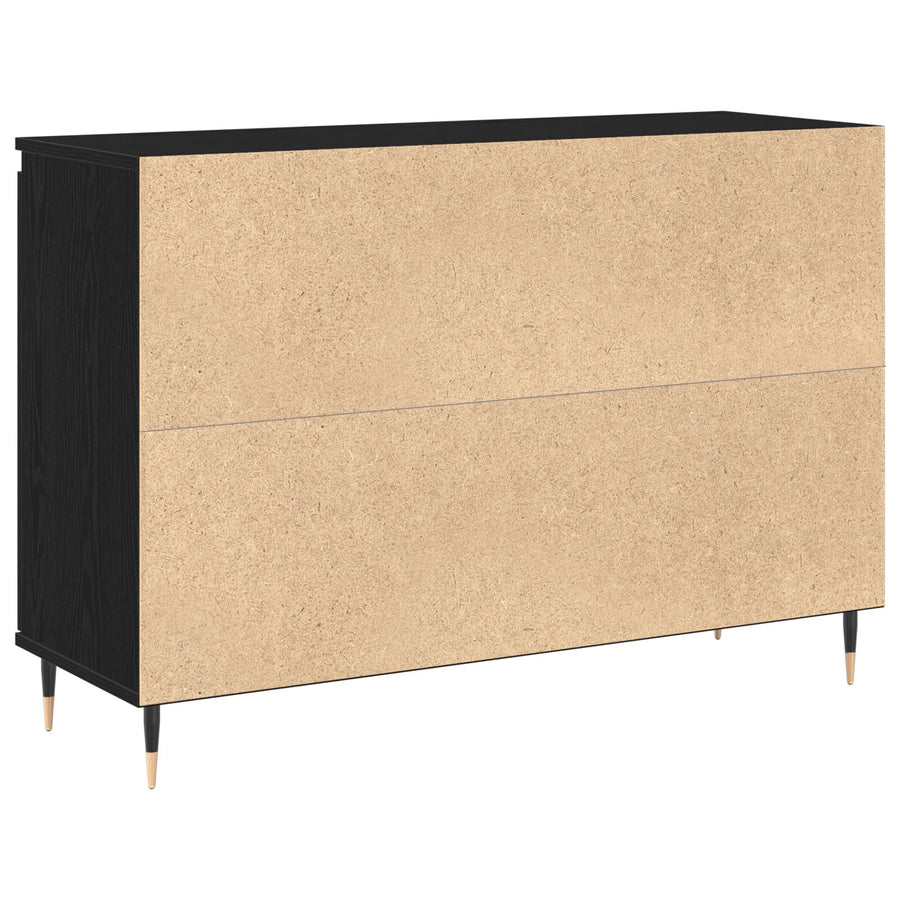 Dressoir Met Deuren & Lades Zwart Eiken 101,5X35X70 Cm
