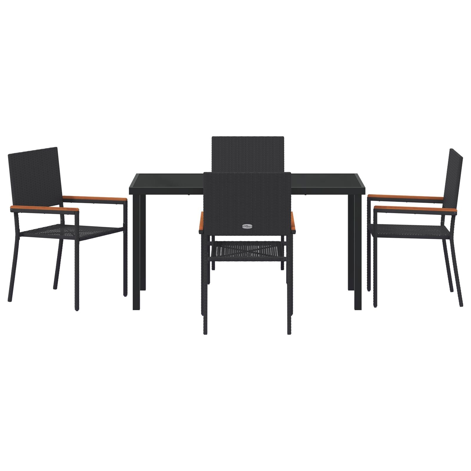 5-Delige Tuin Eetset Zwart Poly Rattan