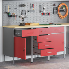 3-Delige Werkcabinetset & Grijs Van Gegalvaniseerd Hout En Staal 3x (84/84/85 cm) Rood 3x cabinet