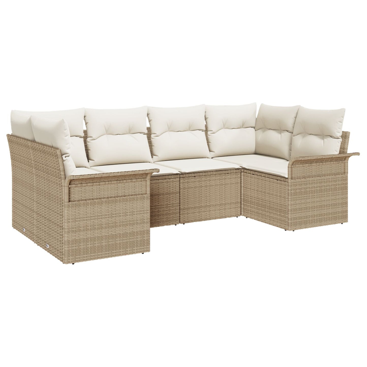 6 Delige Tuin Sofaset Met Kussens Beige Poly Rattan