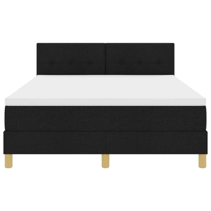 Boxspringbed Met Matras Stof Zwart 160 x 200 cm Gestikt