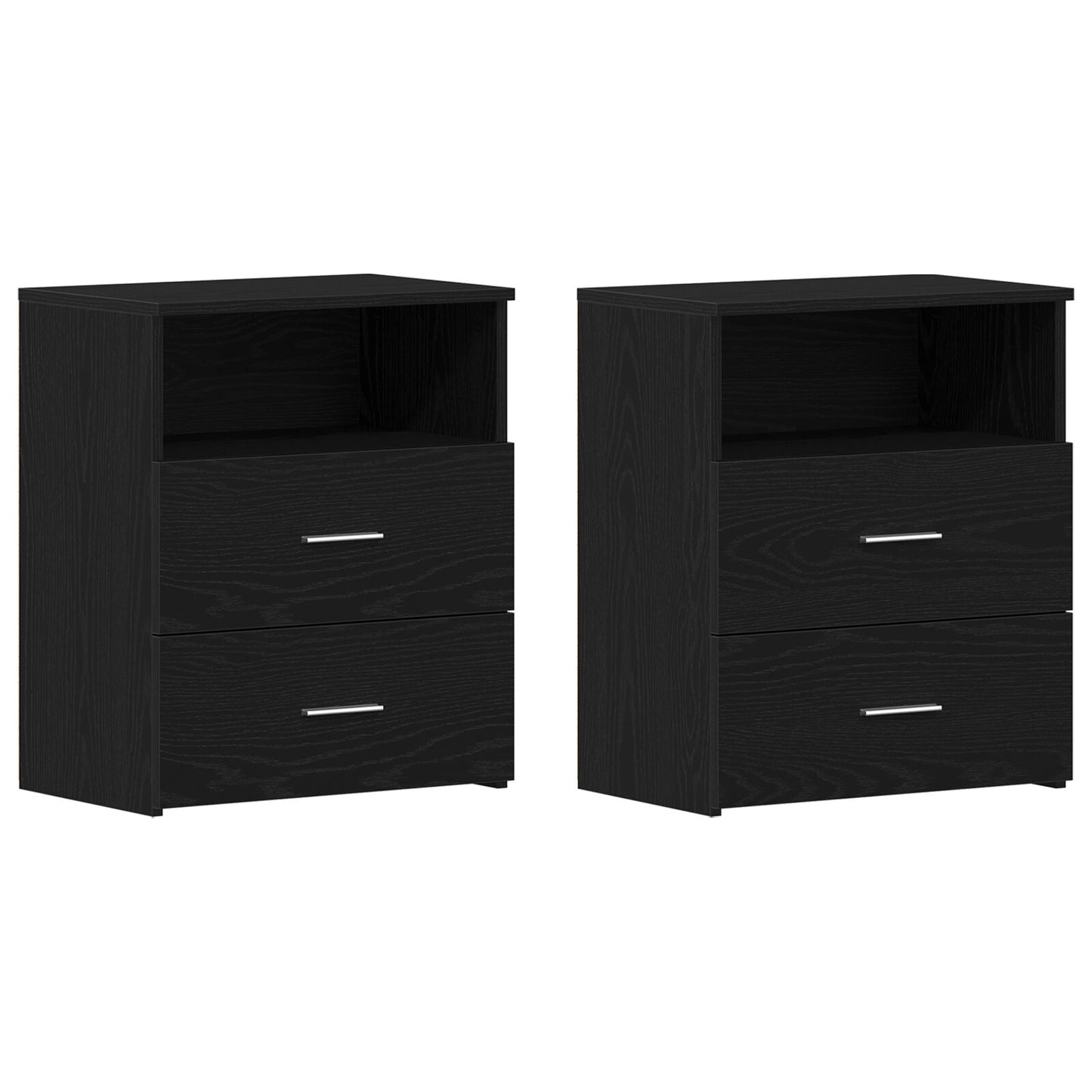 Nachtkastjes 2 Stuks Zwart Eiken 50X32X60Cm Bewerkt Hout