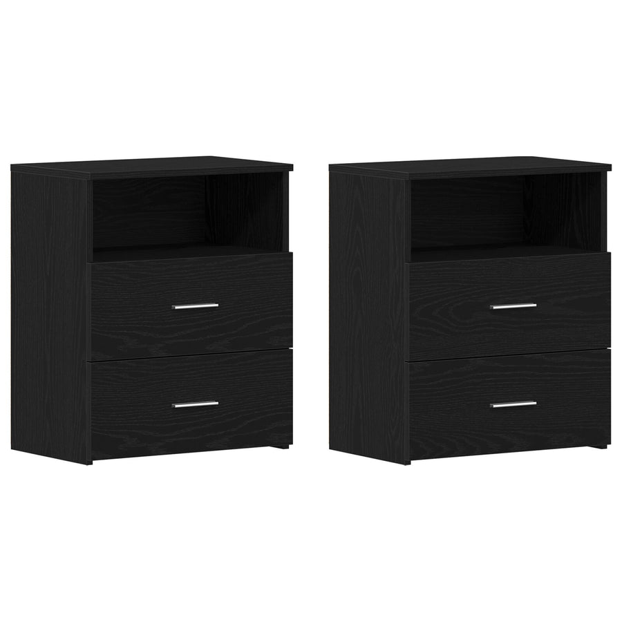 Nachtkastjes 2 Stuks Zwart Eiken 50X32X60Cm Bewerkt Hout