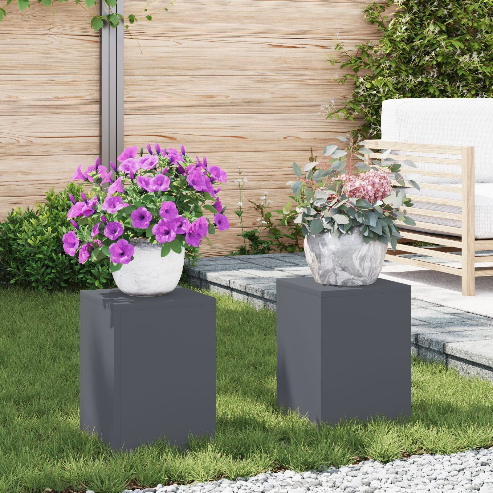 Buiten Plantenstandaards Pilar 2 Stuks 24X24X35 Cm Staal Anthraciet 2x (35 cm)