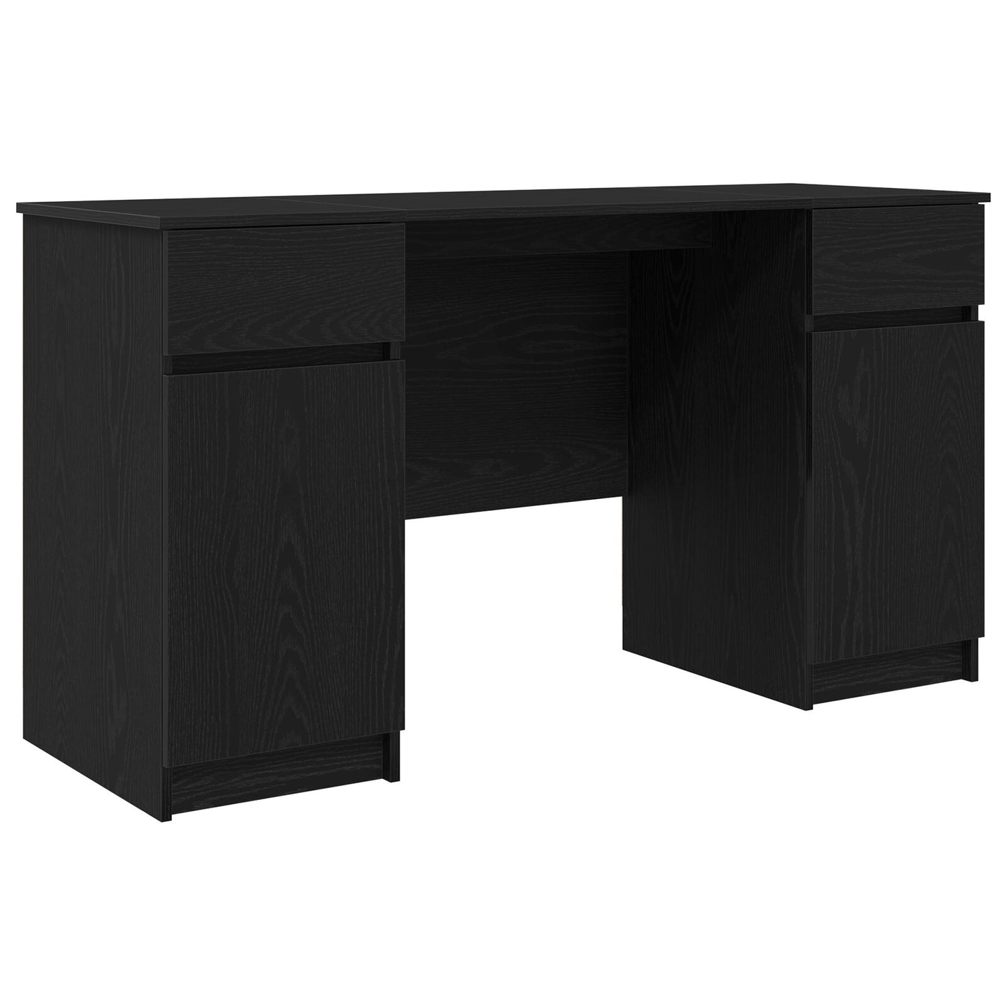Bureau Zwart Eiken 140X49X76 Cm Bewerkt Hout