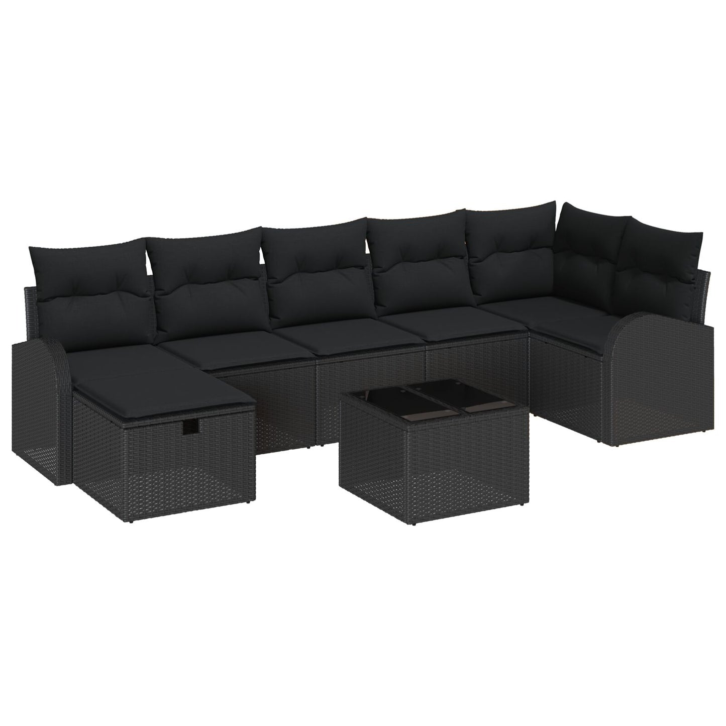 8-Delige Tuin Sofa Set Met Kussens Zwart Poly Rattan