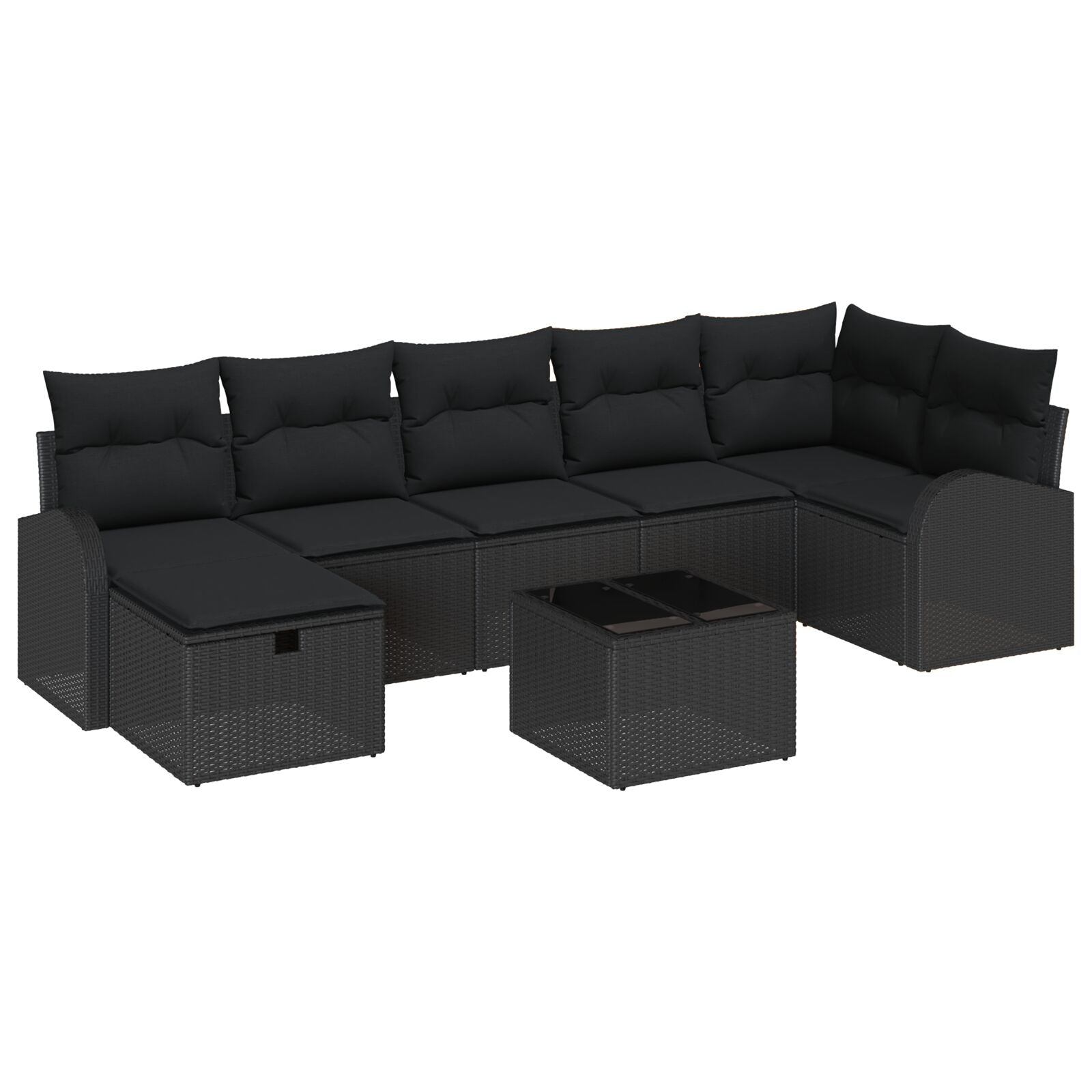 8-Delige Tuin Sofa Set Met Kussens Zwart Poly Rattan