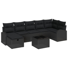 8-Delige Tuin Sofa Set Met Kussens Zwart Poly Rattan
