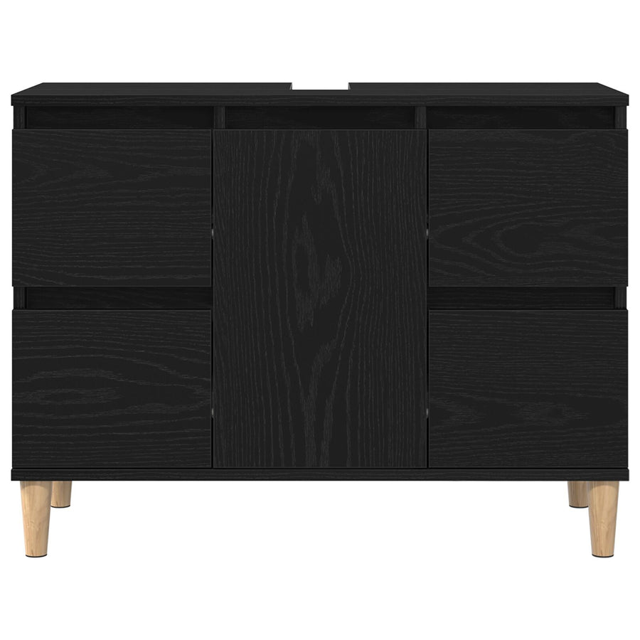 Waskast 80X33X60 Cm Geengineerd Hout Zwart eiken