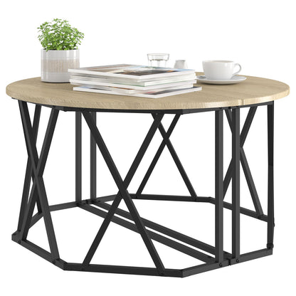Salontafel 80X80X42 Cm Gelaagd Hout Sonoma eiken