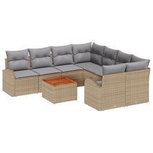 9-Delige Tuinbankset Met Kussens Beige Poly Rattan Acacia