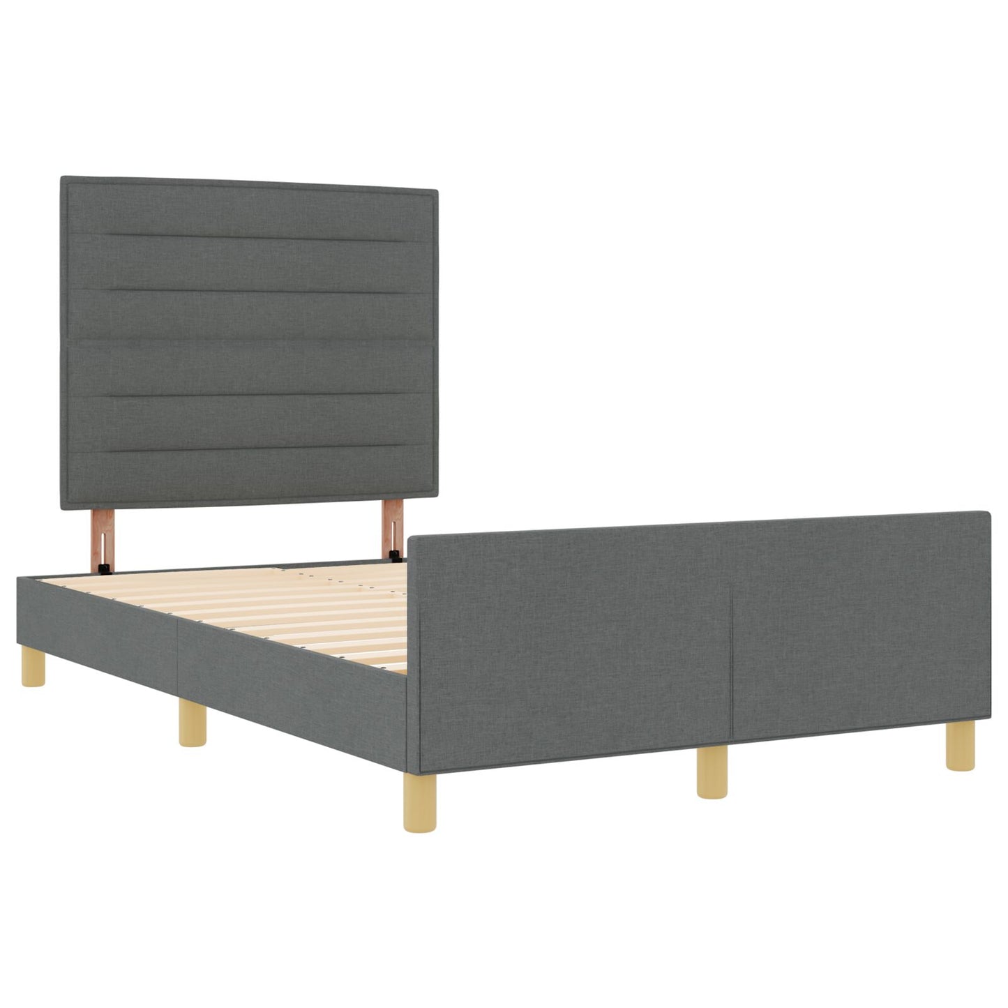 Bed Frame In Donkergrijs, 160X200 Cm, Stof Crème