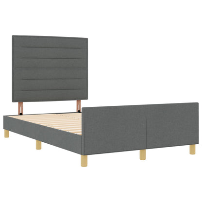 Bed Frame In Donkergrijs, 160X200 Cm, Stof Crème