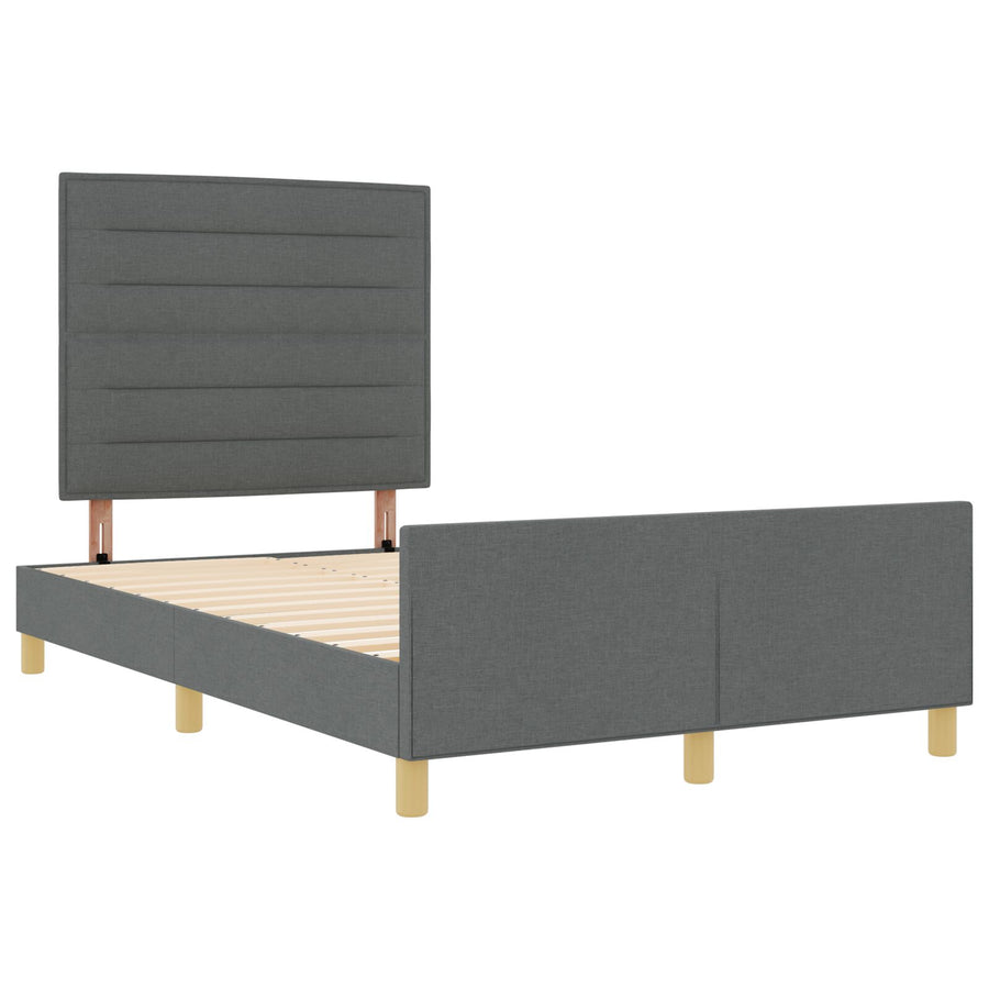 Bed Frame In Donkergrijs, 160X200 Cm, Stof Crème