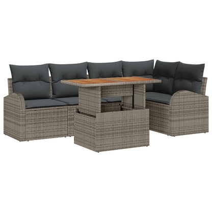 Tuin Sofa Set Set Van 6 Grijs Poly Rattan, Staal, Polyester