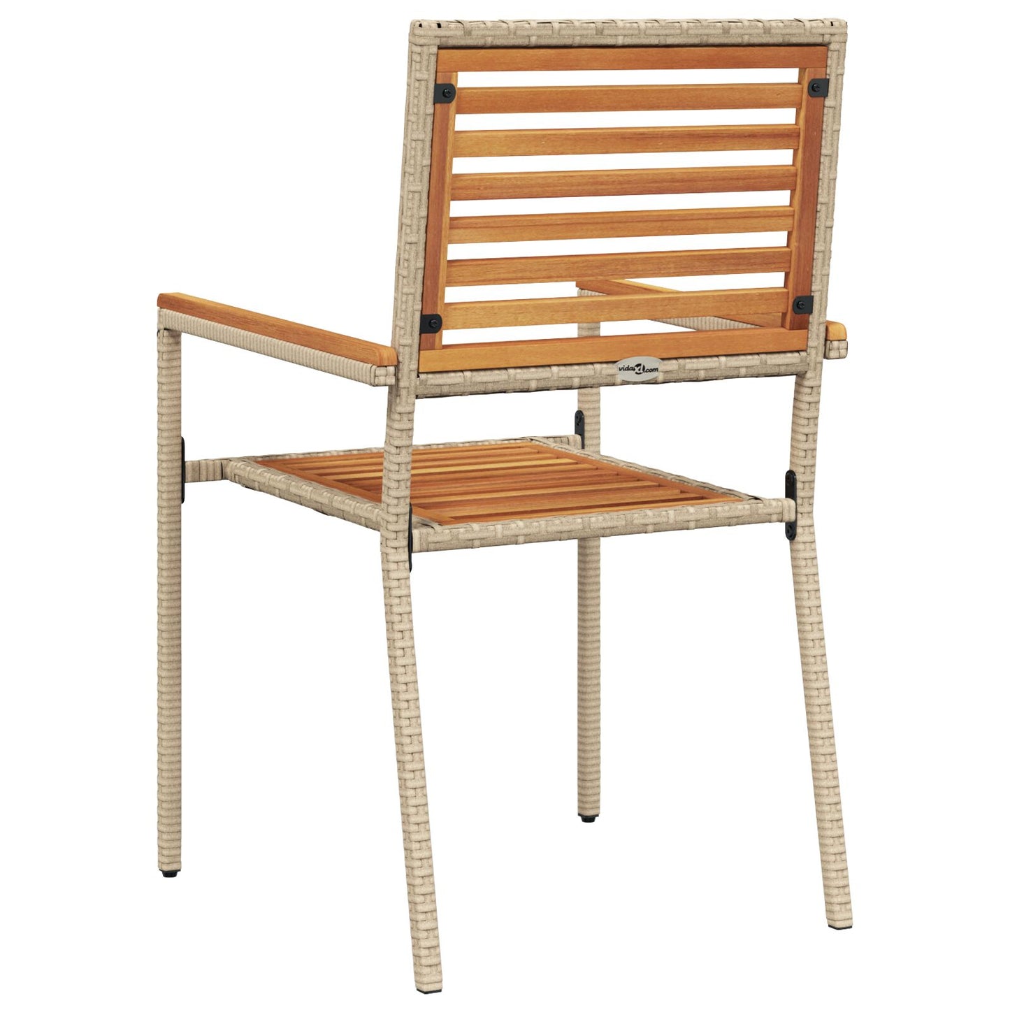 Stapelbare Tuinstoelen Met Kussens - 2 Stuks - - Poly Rattan Beige Hout