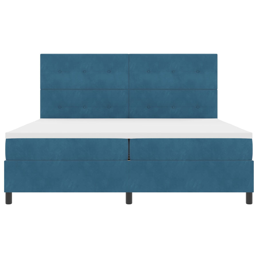 Boxspringbed Met Matras Donkerblauw 200X200 Cm Fluweel Blauw