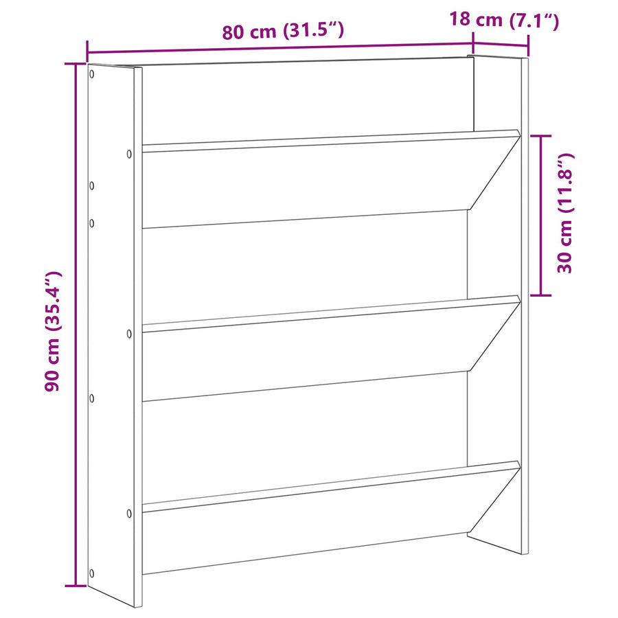 Wand Schoenenkast Van Hout Zwart eiken