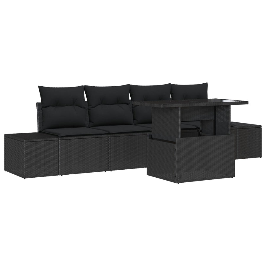 Tuin Sofa Set Set Van 5 Zwart Rattan Buiten Sofa Set