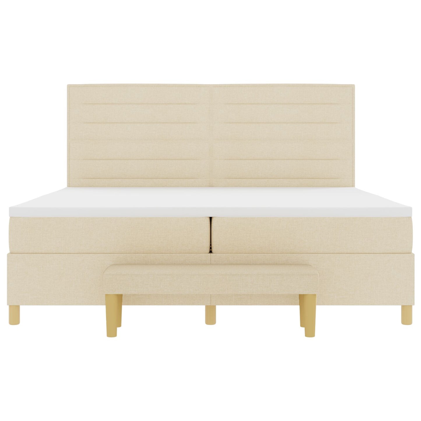 Boxspringbed Met Matras & Bank Stof Crème 200 x 200 cm Lijnen ontwerp