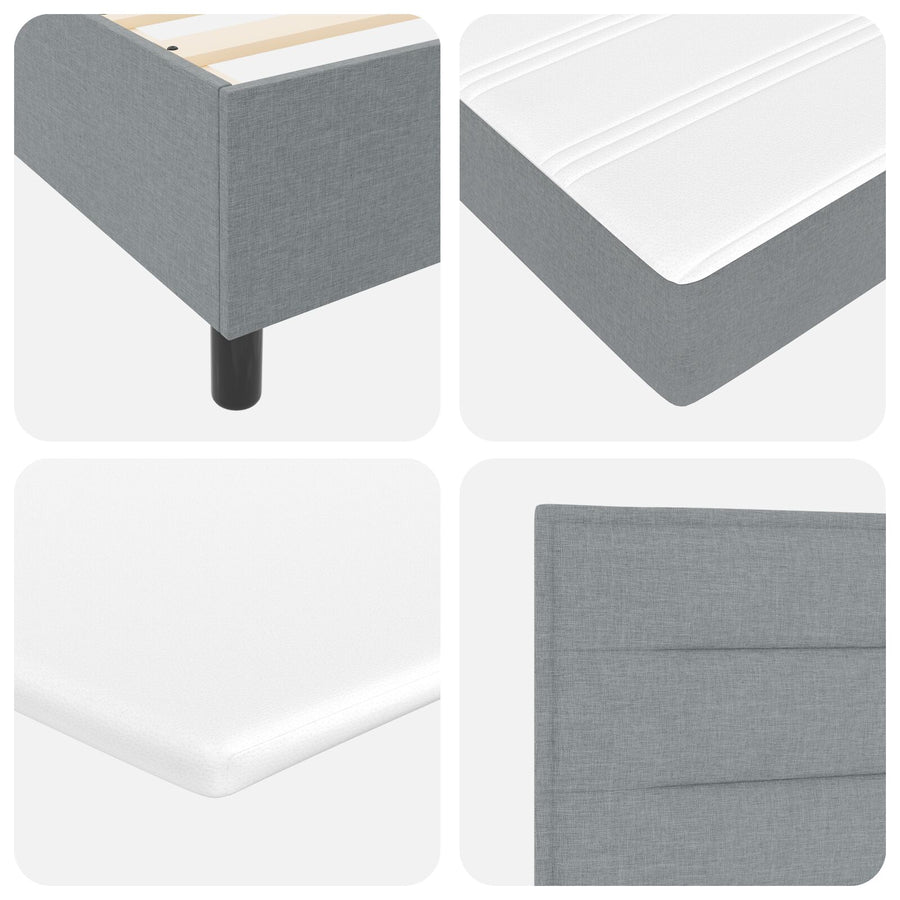 Boxspring Bed Met Matras & Bank Stof Licht Grijs 140 x 200 cm Lijnen ontwerp