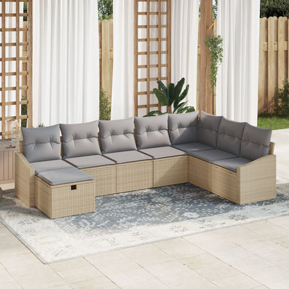 8-Delige Tuin Sofa Set Met Kussens Beige Poly Rattan Wit