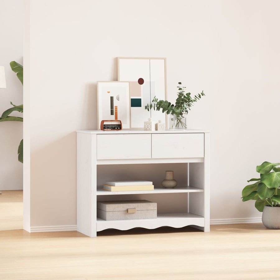 Console Tafel ""Drammen"" 89,5X37X73 Cm Massief Hout Grenen Wit