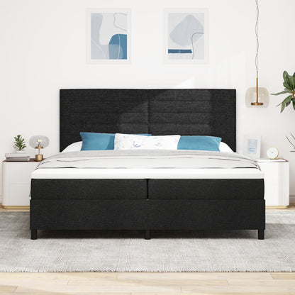 Boxspringbed Met Matras Stof Zwart 200 x 200 cm Lijnen ontwerp