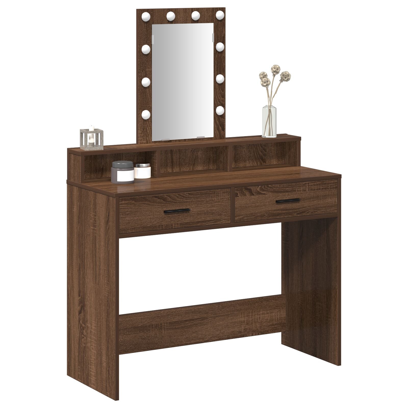 Kaptafel Met Led-Lampen Bruin eiken 100 x 41 x 140 cm