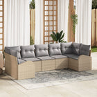 Garden Sofa Set with Cushions 7 pcs Beige Poly Rattan