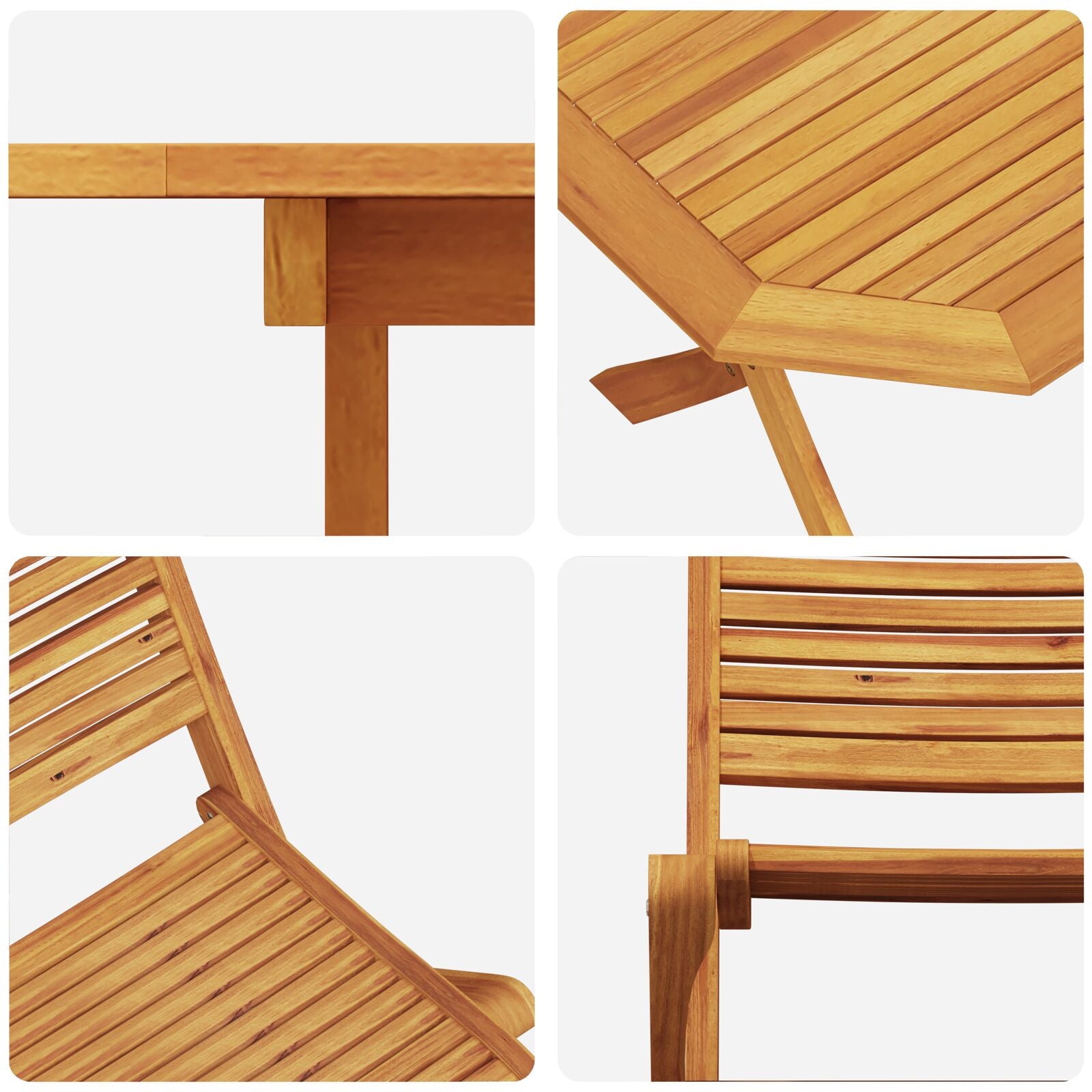 Buiten Eetset Set Van 7 Bruin Massief Acaciahout Opvouwbaar