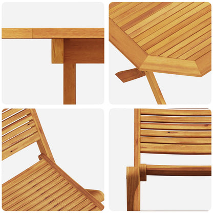 Buiten Eetset Set Van 7 Bruin Massief Acaciahout Opvouwbaar