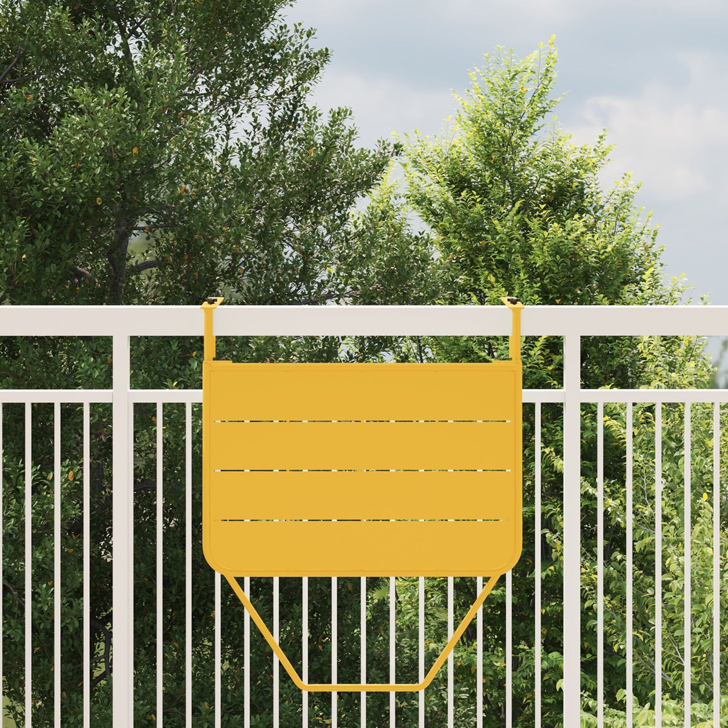 Hangende Balkon Tafel Vouwbaar 60X40 Cm Staal Mosterd Lattenontwerp