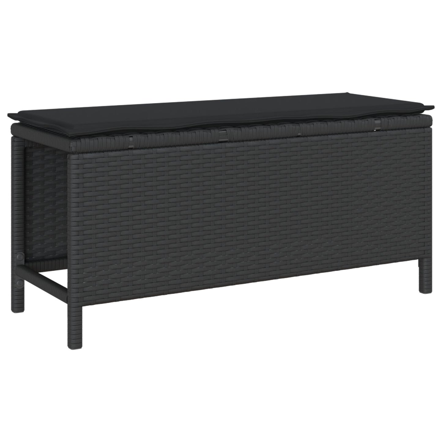 3-Delige Tuin Dinerset Met Kussens Poly Rattan Acacia 100 cm Zwart 2 krukken