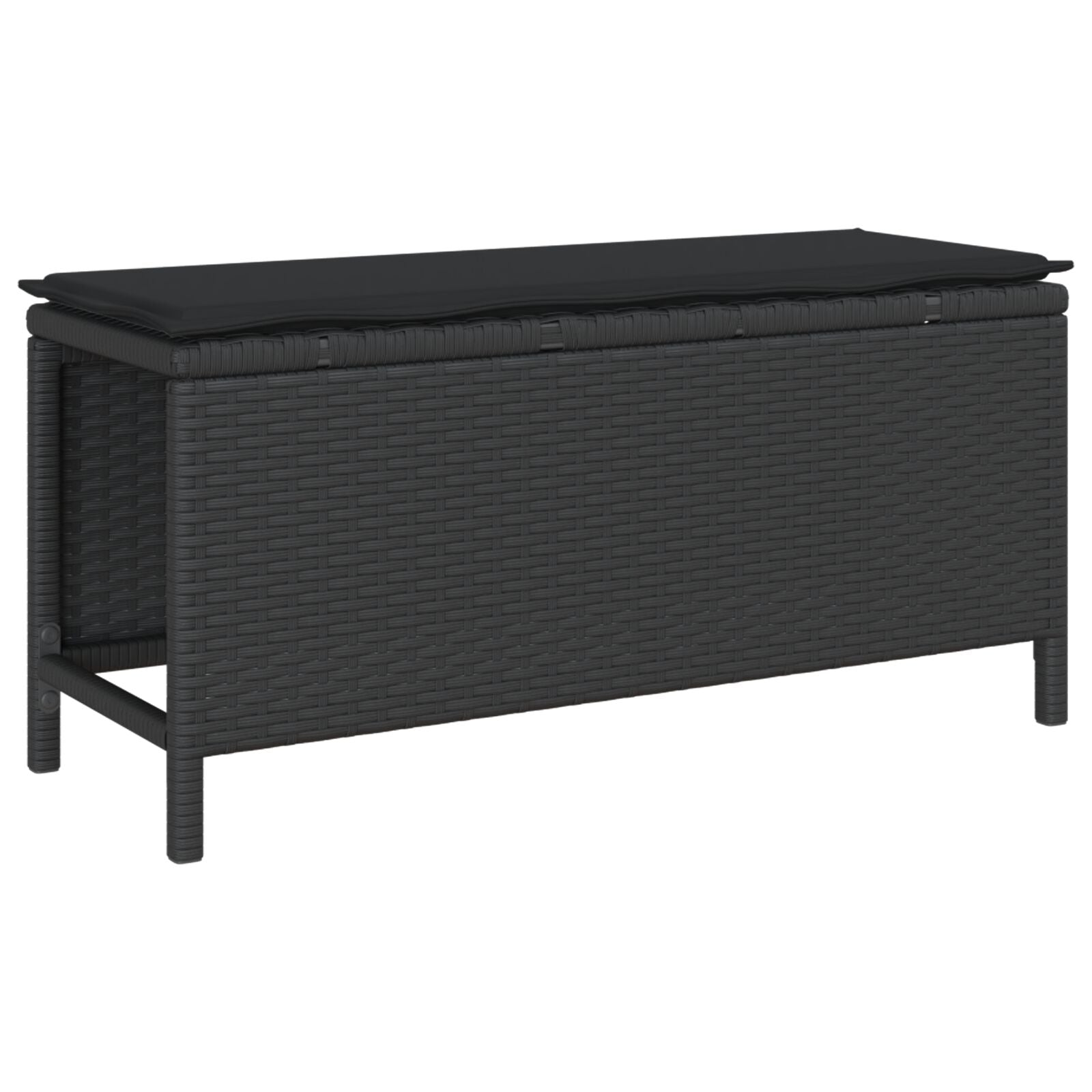 3-Delige Tuin Dinerset Met Kussens Poly Rattan Acacia 100 cm Zwart 2 krukken