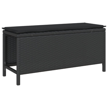 3-Delige Tuin Dinerset Met Kussens Poly Rattan Acacia 100 cm Zwart 2 krukken