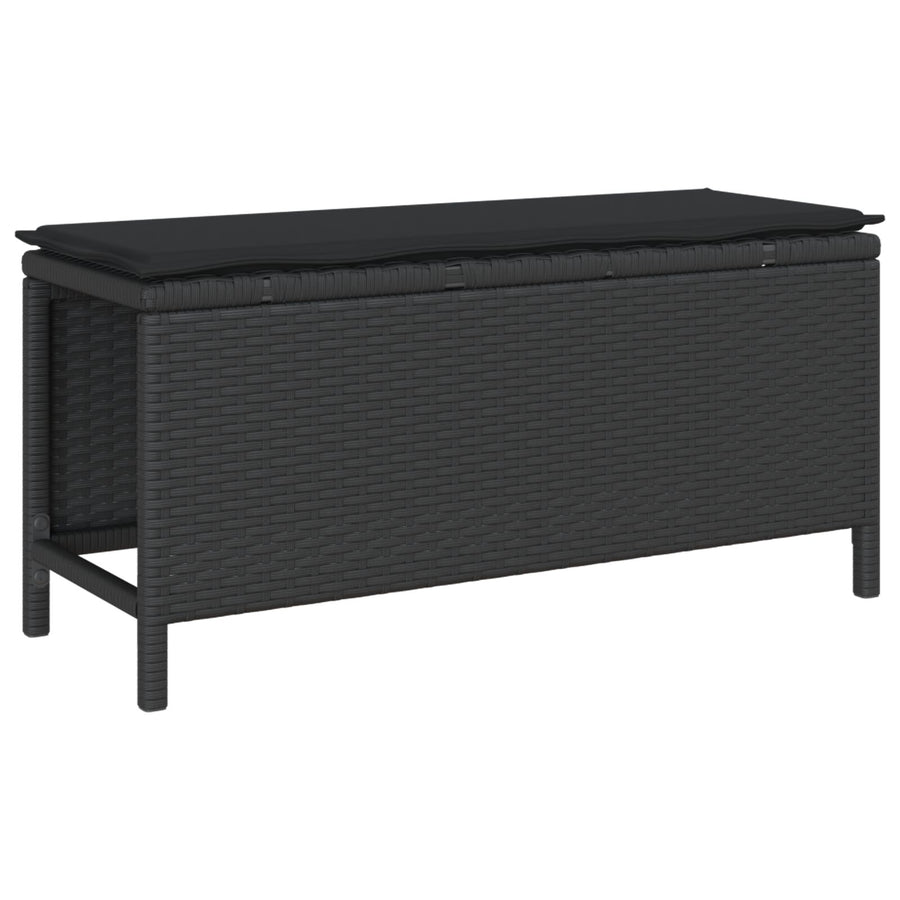 3-Delige Tuin Dinerset Met Kussens Poly Rattan Acacia 100 cm Zwart 2 krukken