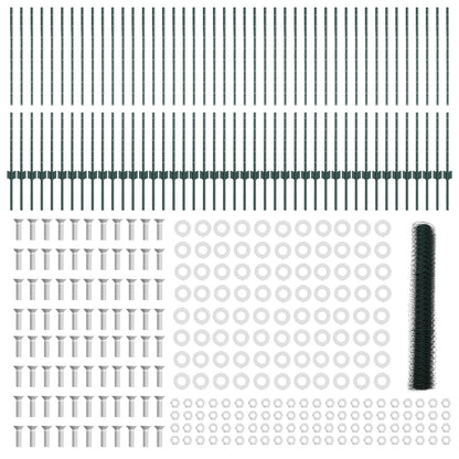 Fence Posts 11 Stuks U-Channel Groen 120 Cm Staal,  Zeshoek Fence Groen 1.2X100 M Staal
