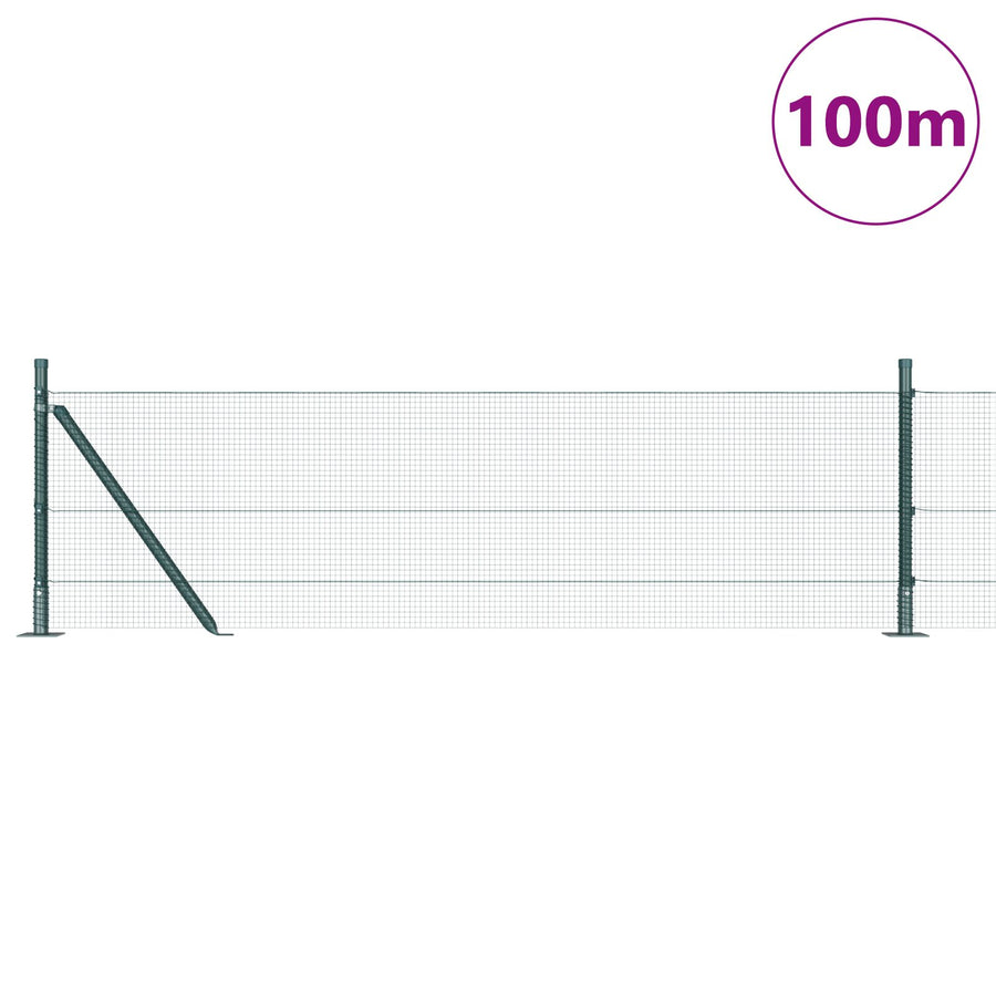 Geldraadhek Met 13 Flanged Palen Groen 0.4X100 M Staal Gegalvaniseerd Staal