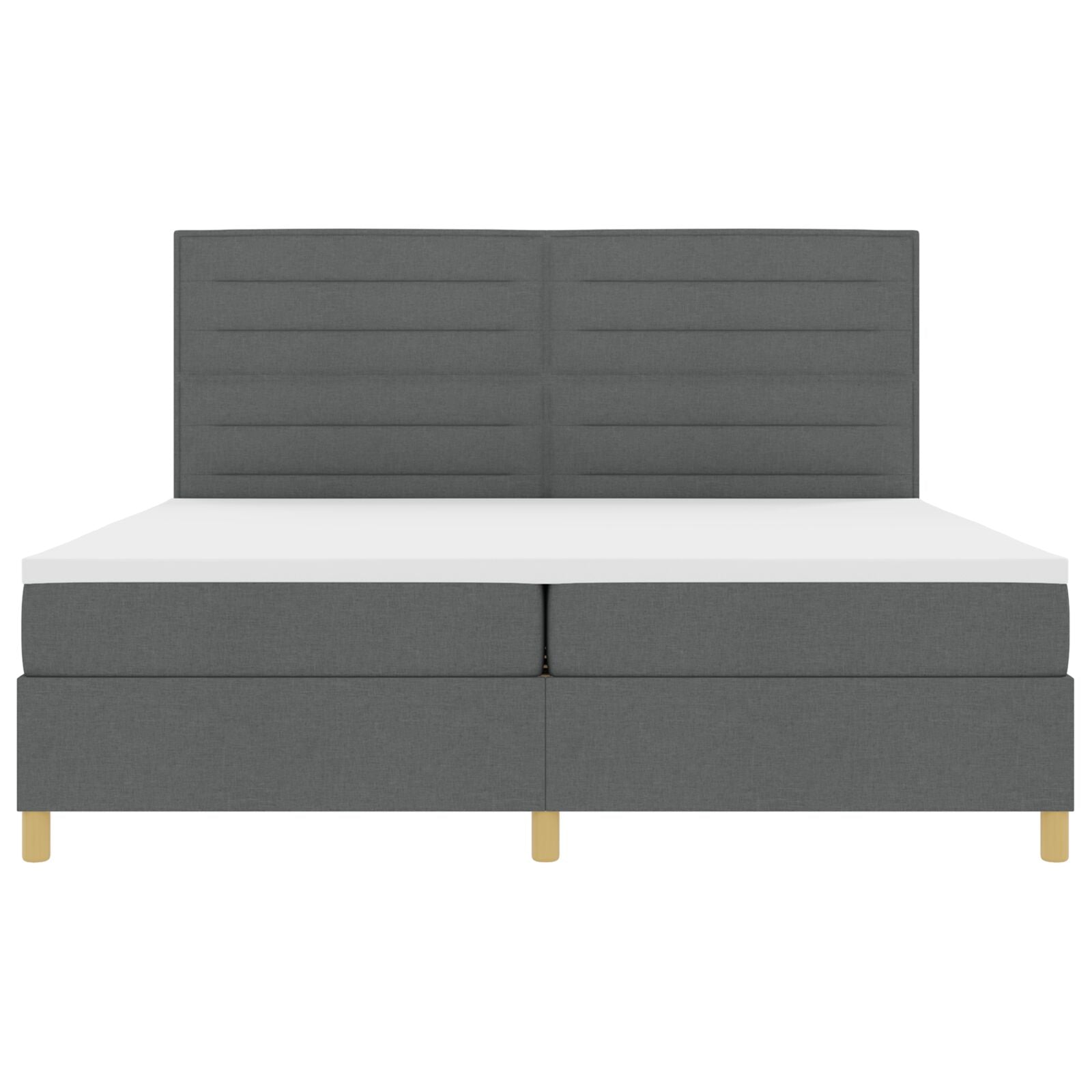 Boxspring Bed Met Matras Donkergrijs 200X200 Cm Stof Blauw