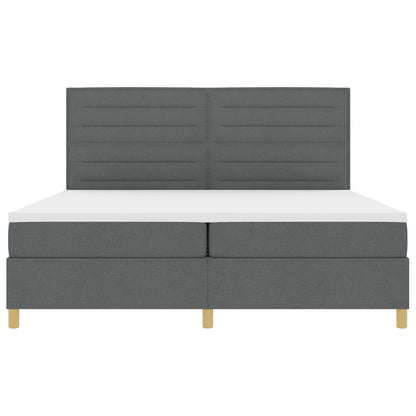 Boxspring Bed Met Matras Donkergrijs 200X200 Cm Stof Blauw