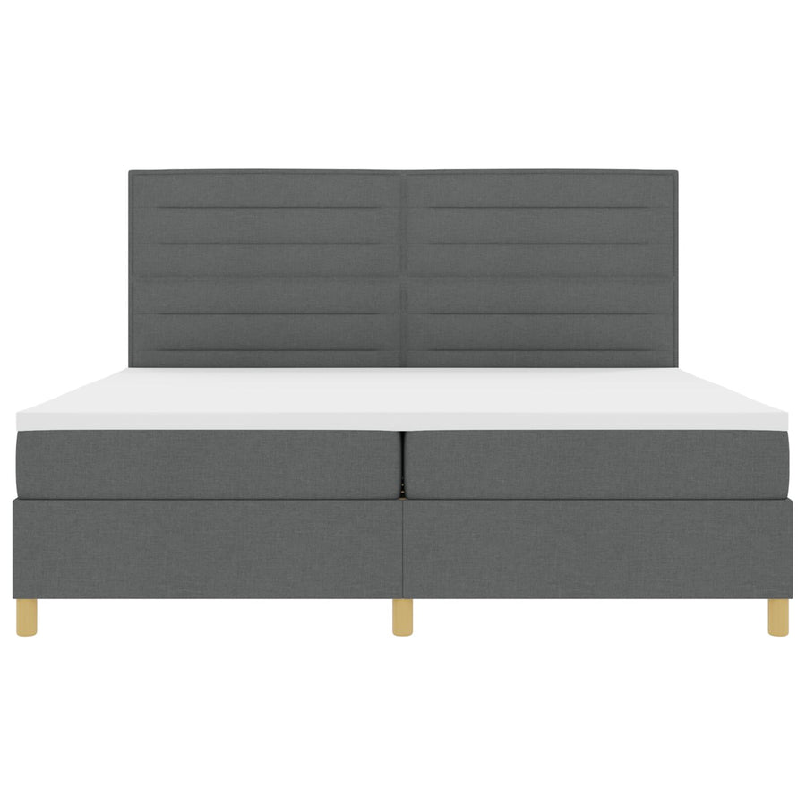 Boxspring Bed Met Matras Donkergrijs 200X200 Cm Stof Blauw