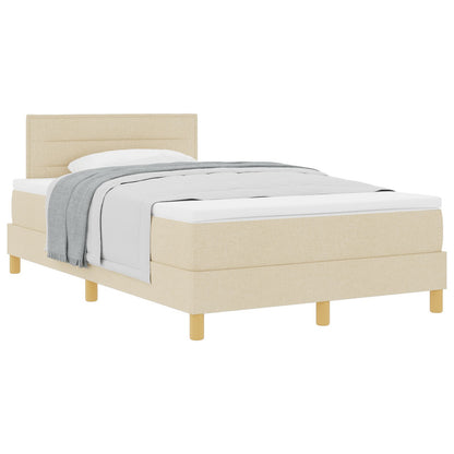 Boxspring Bed Met Matras Stof Crème 120 x 200 cm Lijnen ontwerp