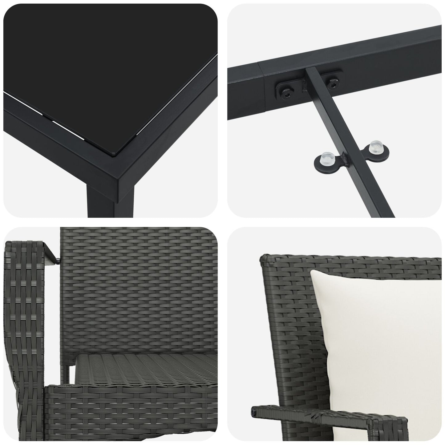 7-Delige Tuinset Met Kussens Zwart Poly Rattan