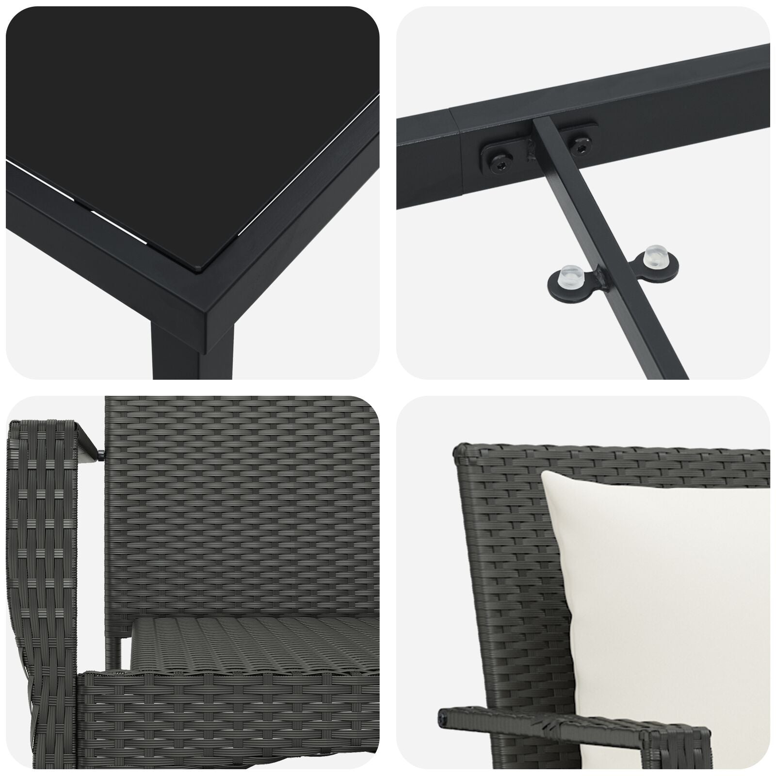 7-Delige Tuinset Met Kussens Zwart Poly Rattan