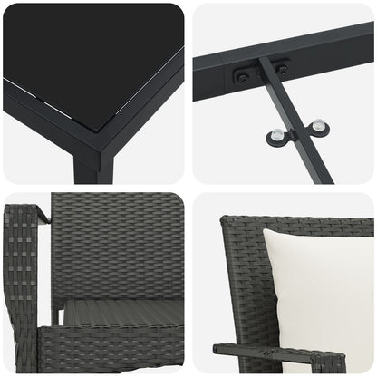 7-Delige Tuinset Met Kussens Zwart Poly Rattan