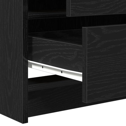 3-Delige Kaptafelset Met Led In Zwart Bewerkt Hout