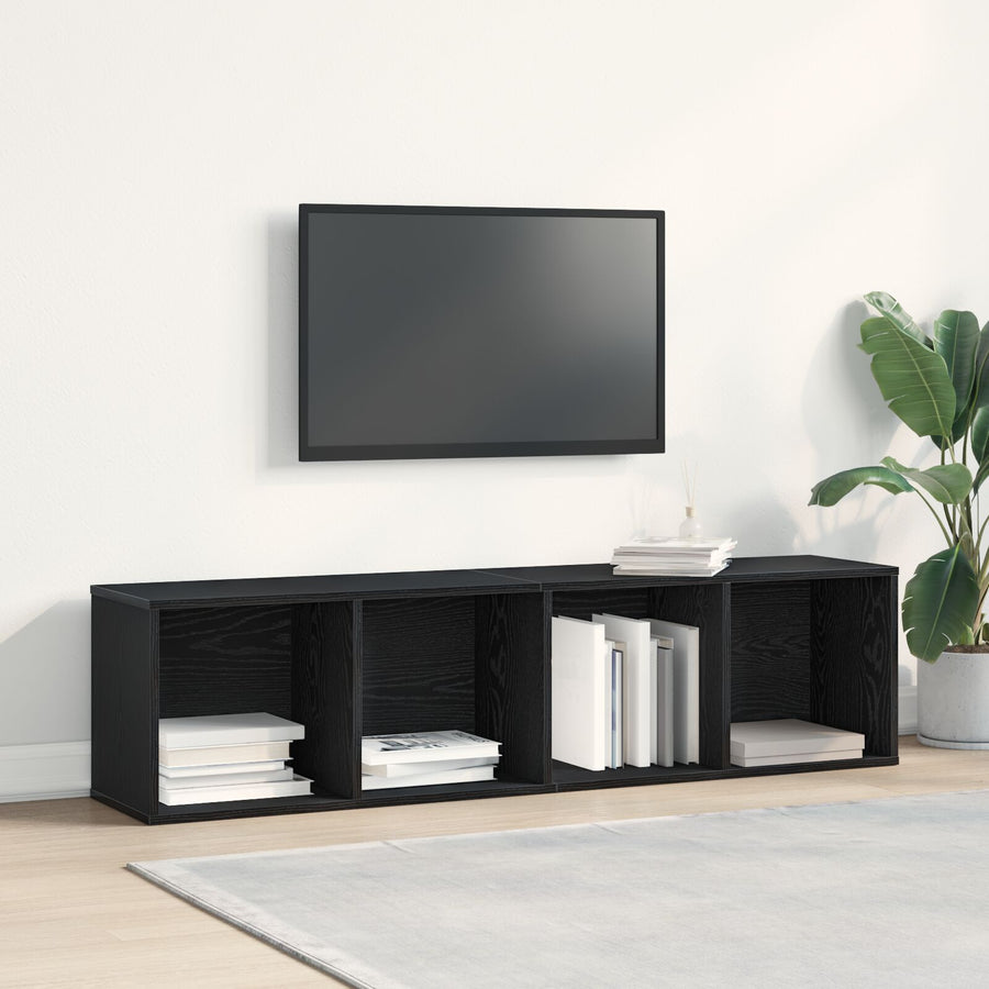Boekenkast/Tv Kast Zwart Eiken 36X30X143 Cm