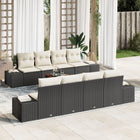 Garden lounge set with cushion 9 pcs Black poly rattan