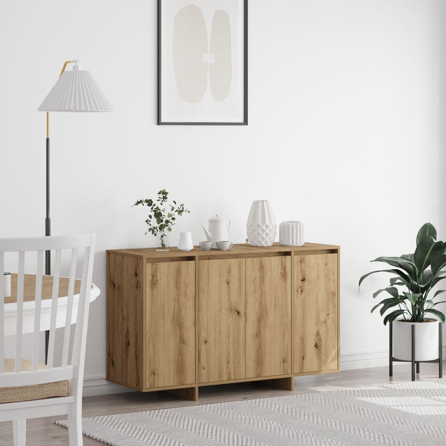 Eiken Houten Dressoir Artisan Eiken Bewerkt Hout 120 X 41 X 75 Cm